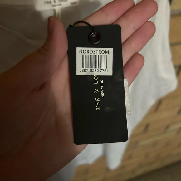 NWT Rag & Bone The Slub Pleat Short Sleeve Tee White Size XS - Picture 5 of 8